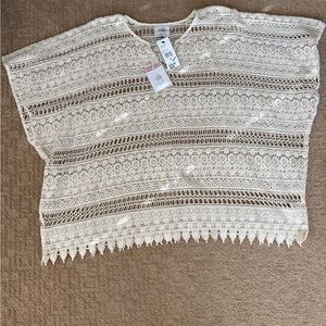 CAbi Cream Crochet Lace Blouse